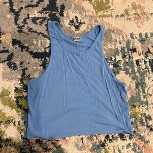 Free People Sky Blue Ribbed Tank Top